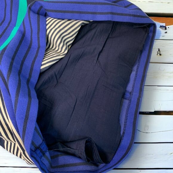 Ann Taylor LOFT Striped Sleeveless Skater Dress Blue Green White Cotton Size 6 - Picture 3 of 6